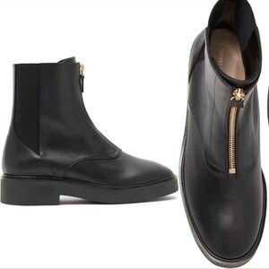 Stuart Weitzman Women size 6 Lodge Boots Black Leather Bootie Zip Platform NW…